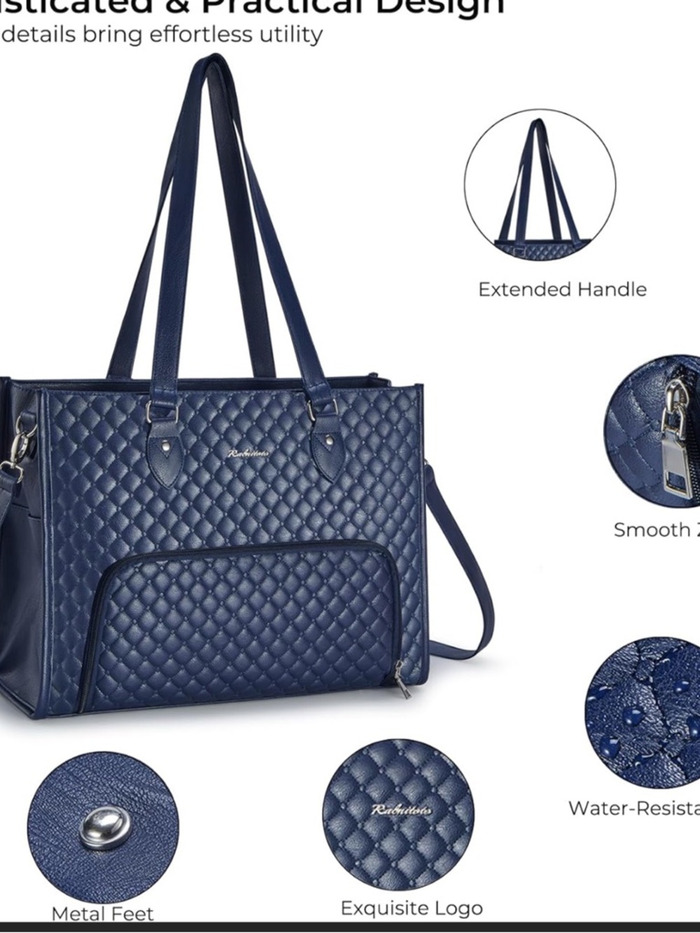 Laptop Bag with Insulated Lunch Compartment for Women, PU Leather 15.6 Inch
